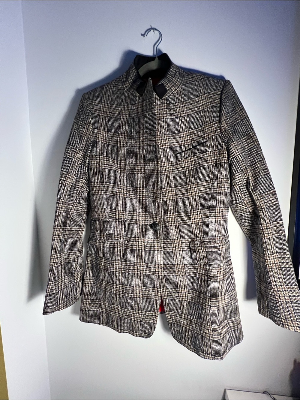rag & bone Paloma Plaid Wool-Blend Women's Coat - Gray/Tan